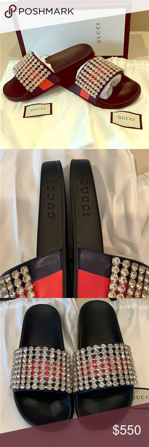 gucci slides rhinestones|gucci slides girl.